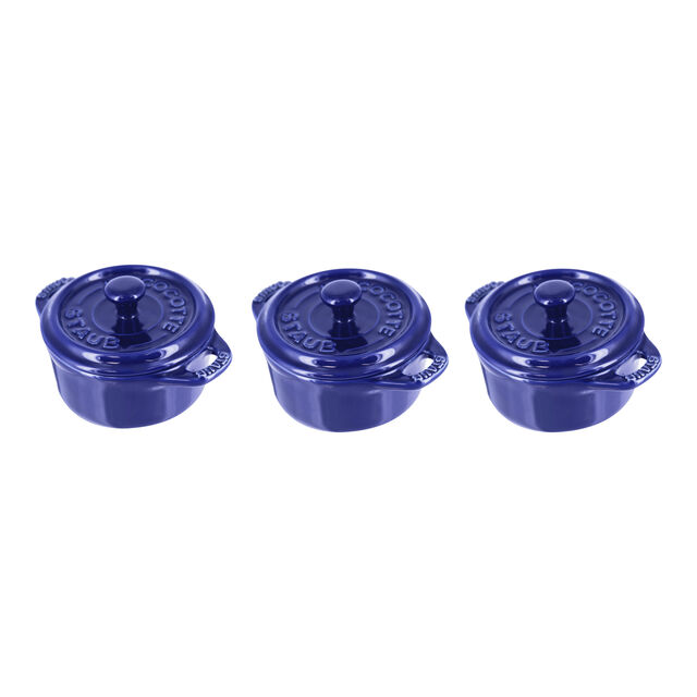 3-pc, Mini Round Dutch Oven Set, Dark Blue,,large