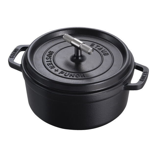4 qt, Round, Dutch Oven Buster And Punch, Matte Black,,large