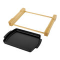 13-inch x 9-inch, Rectangular Serving Dish With Wood Base, Matte Black,,large