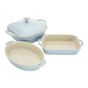 4-pc, Macaron Mixed Baking Dish Set, Light Blue