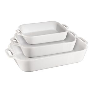 3-pc, Rectangular Baking Dish Set, White