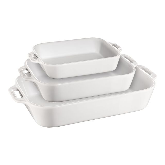 3-pc, Rectangular Baking Dish Set, White,,large