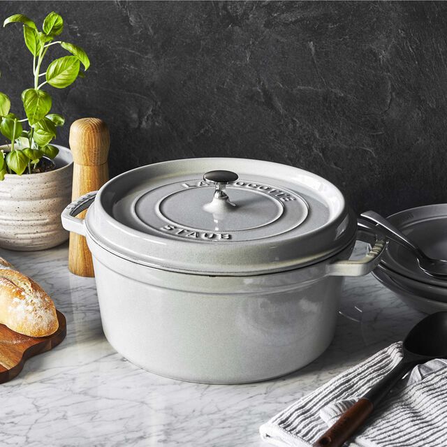 4 qt, Round, Dutch Oven, White Truffle,,large