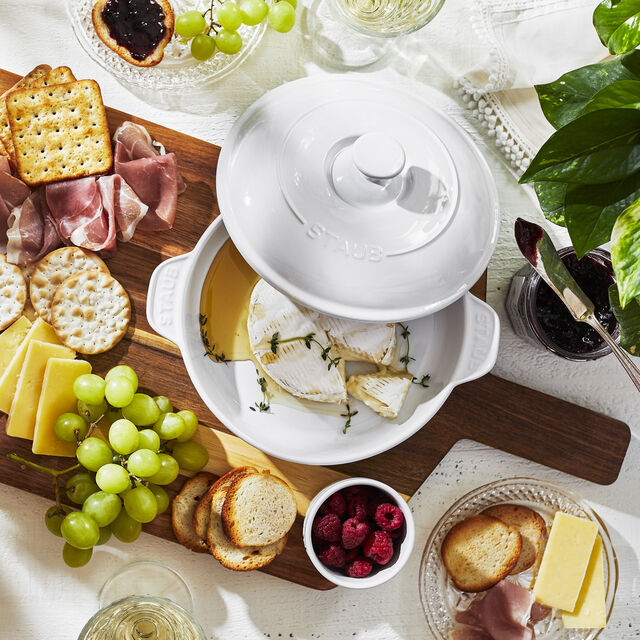 Round, Covered Brie Baker, White,,large