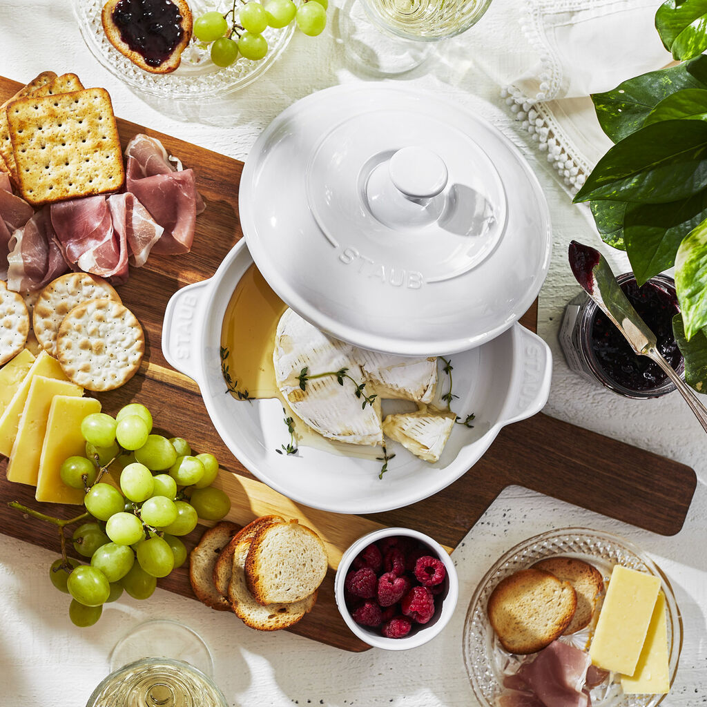 Round, Covered Brie Baker, White,,large