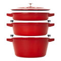 4-pc Stackable Cookware Set, Cherry, Cast Iron ,,large