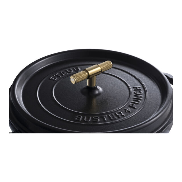 7 qt, Round, Dutch Oven Buster And Punch, Matte Black,,large