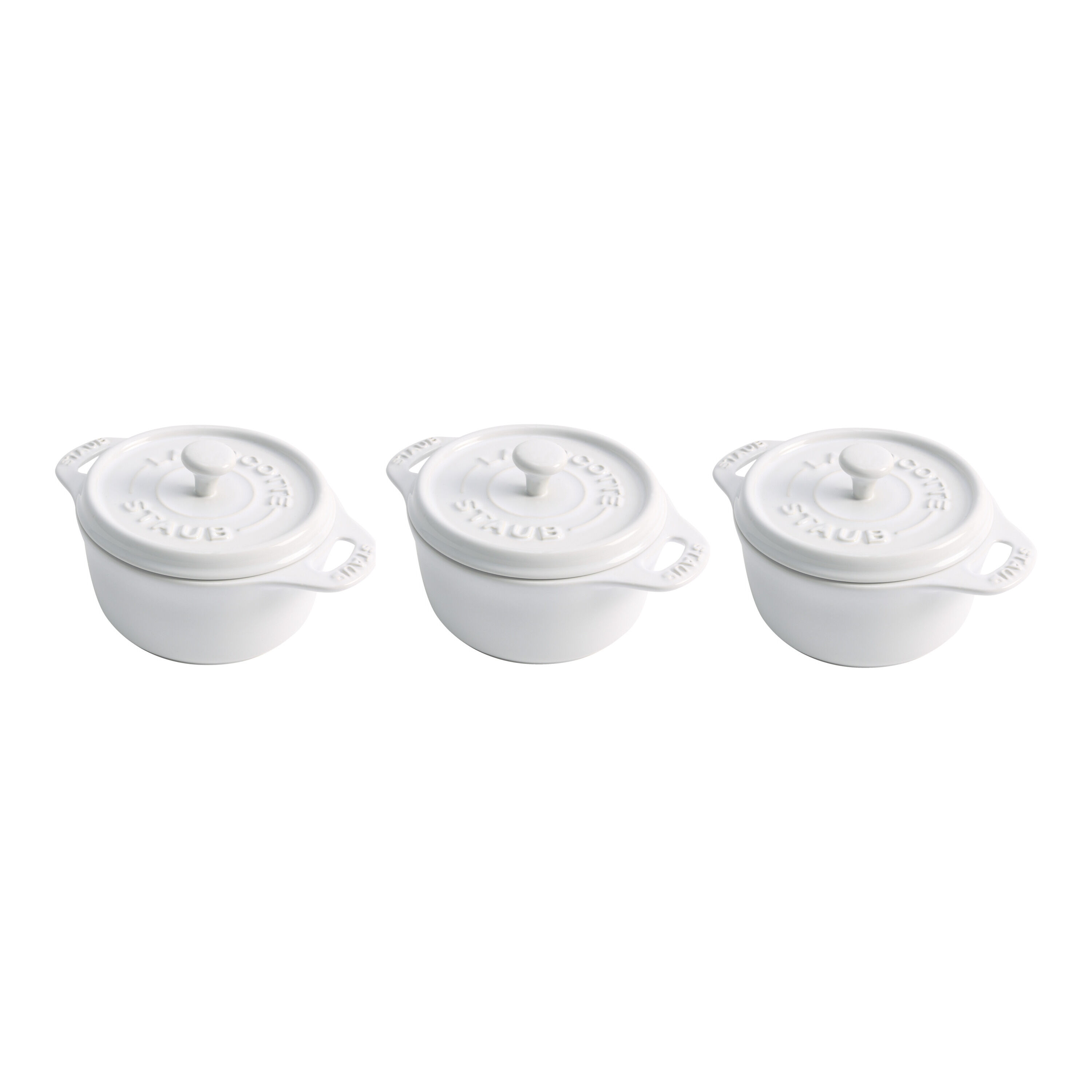 Buy Stoneware 3-pc, Mini Round Dutch Oven Set, White | STAUB