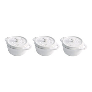 3-pc, Mini Round Dutch Oven Set, White