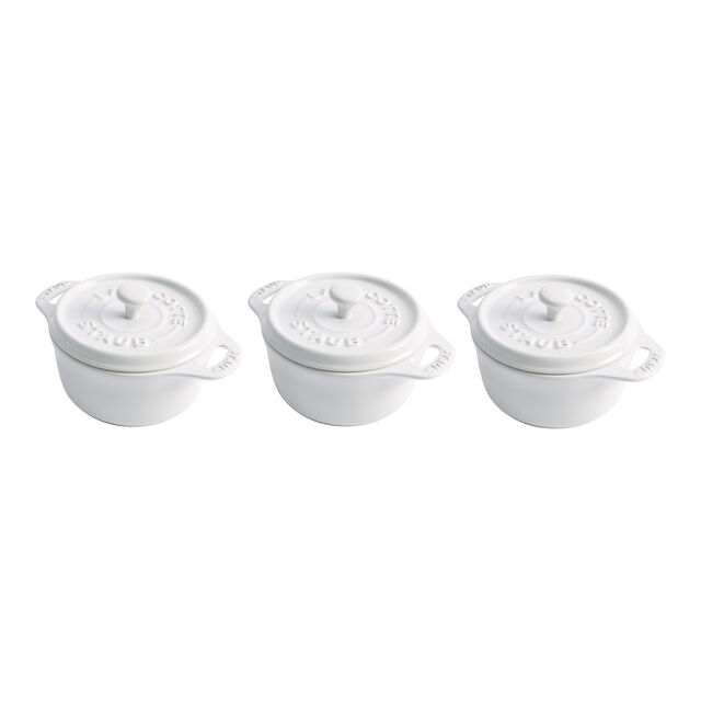 3-pc, Mini Round Dutch Oven Set, White,,large