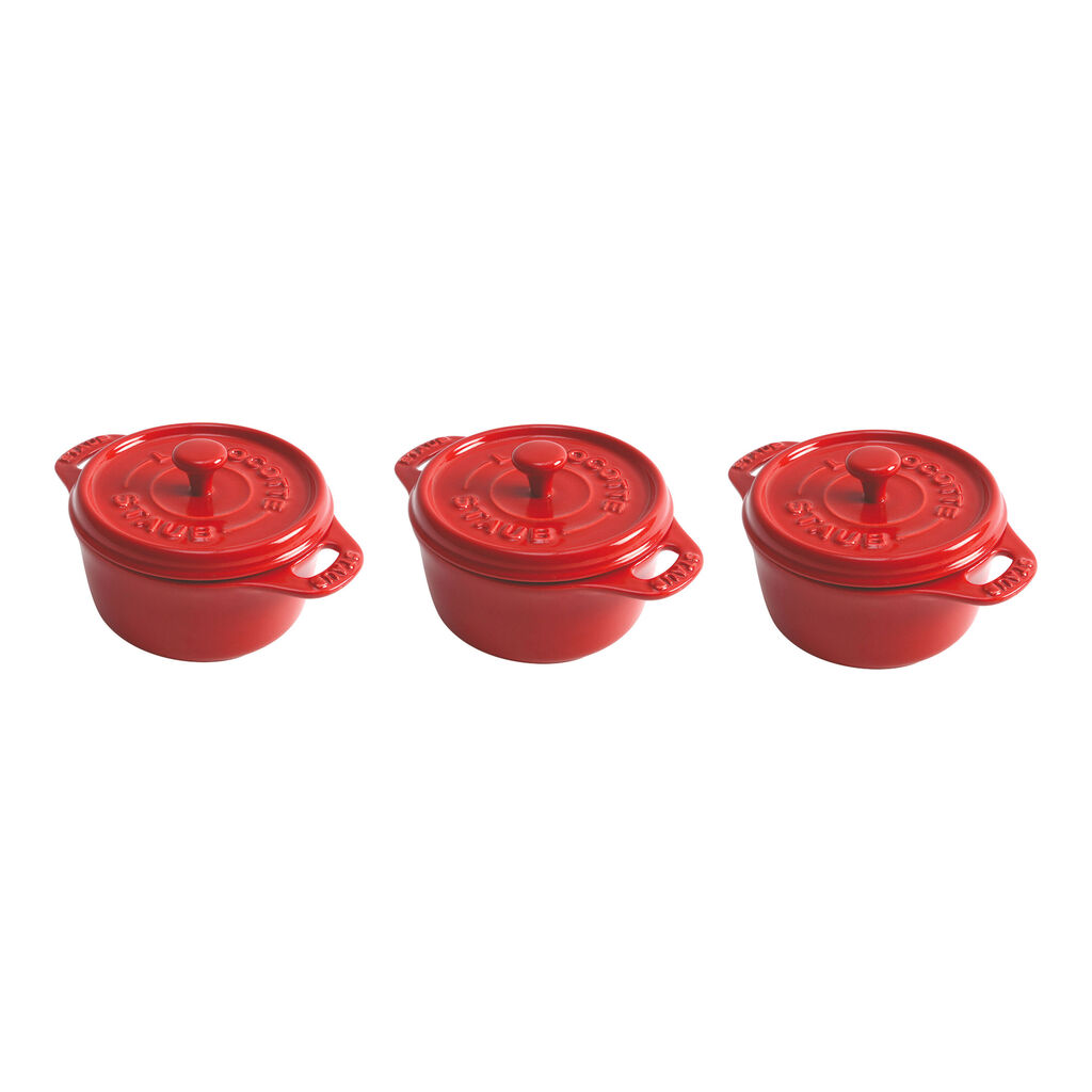 3-pc, Mini Round Dutch Oven Set, Cherry,,large