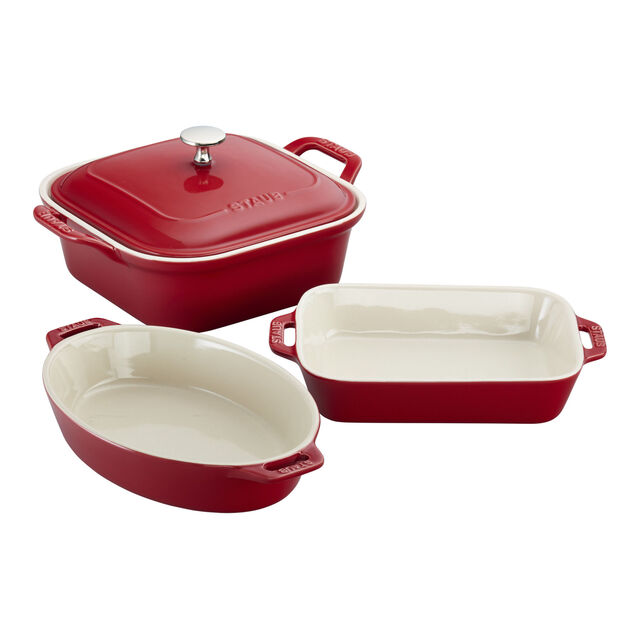 4-pc, Mixed Baking Dish Set, Cherry,,large