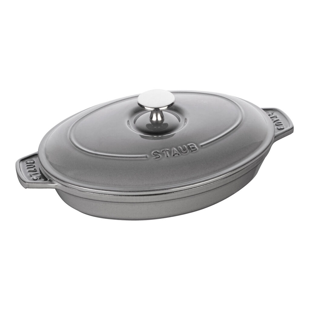 9-inch, Oval, Covered Baking Dish With Lid, Graphite Grey,,large