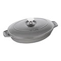 9-inch, Oval, Covered Baking Dish With Lid, Graphite Grey,,large