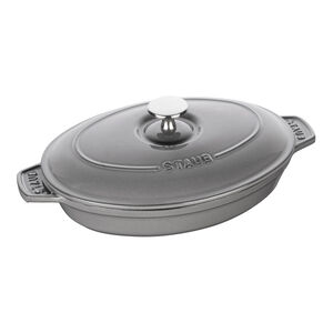 9-inch, Oval, Covered Baking Dish With Lid, Graphite Grey