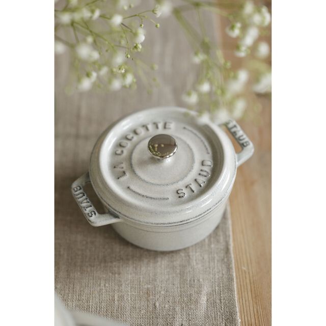 0.25 qt, Mini Round Dutch Oven, White Truffle,,large