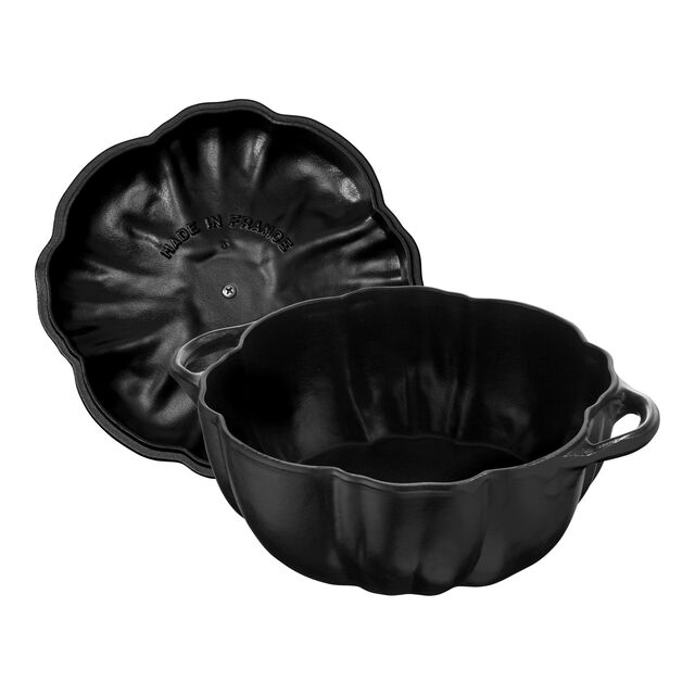 3.5 qt, Pumpkin, Dutch Oven With Brass Knob, Matte Black,,large