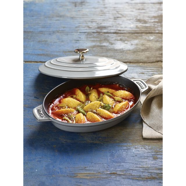 9-inch, Oval, Covered Baking Dish With Lid, Graphite Grey,,large