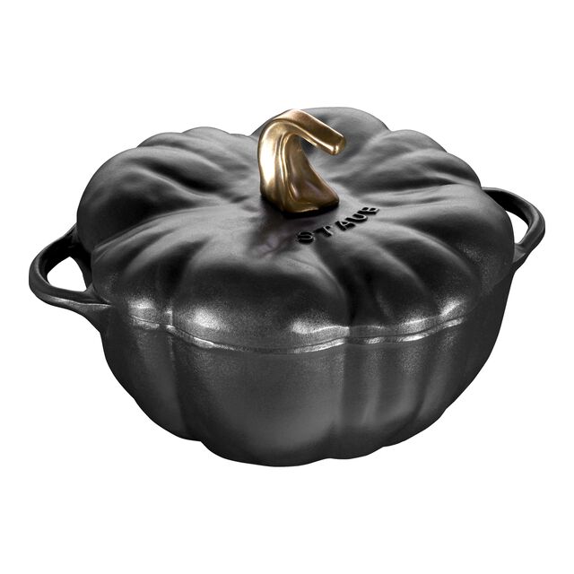 3.5 qt, Pumpkin, Dutch Oven With Brass Knob, Matte Black,,large