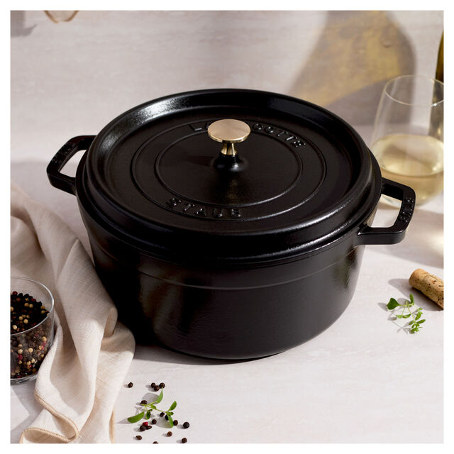 5.5 qt, Round, Dutch Oven, Matte Black,,large