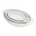 3-pc, Oval, Bakeware Set, White,,large