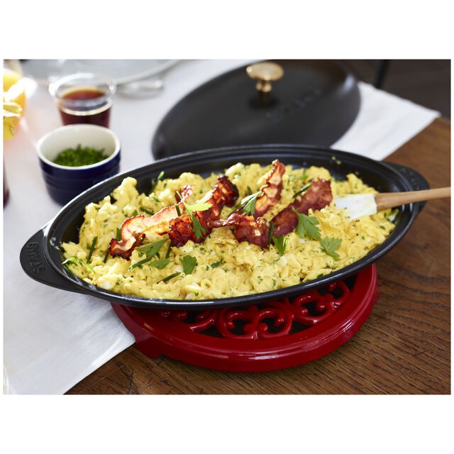 12.25 inch, Oval, Covered Fish Pan, Matte Black,,large