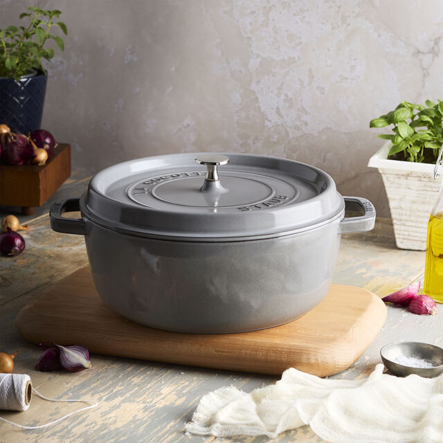 6 qt, Round, Shallow Wide Dutch Oven, Graphite Grey,,large