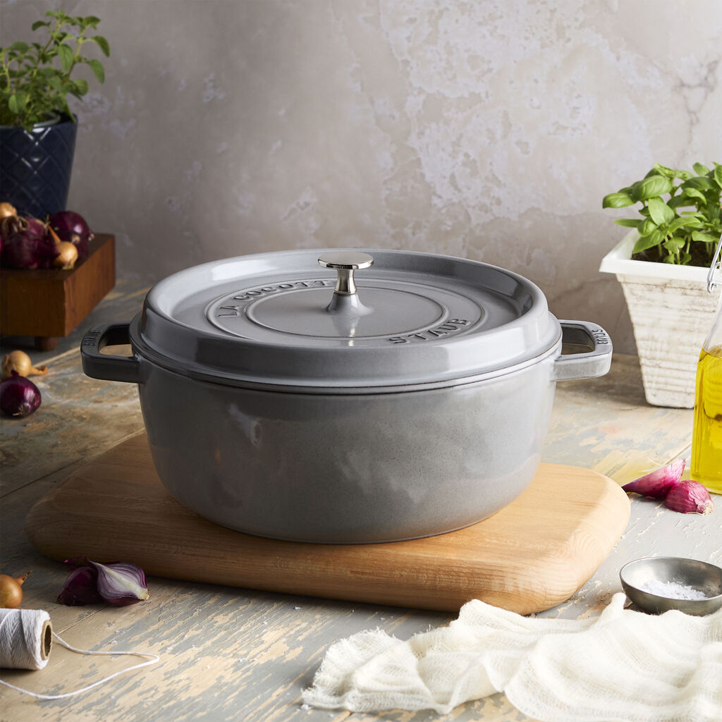 6 qt, Round, Shallow Wide Dutch Oven, Graphite Grey,,large