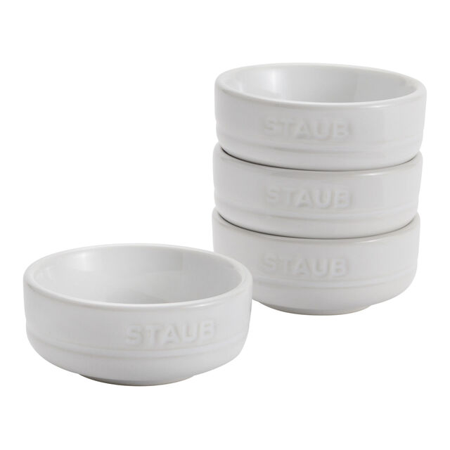 4-pc, condiment dishes, White