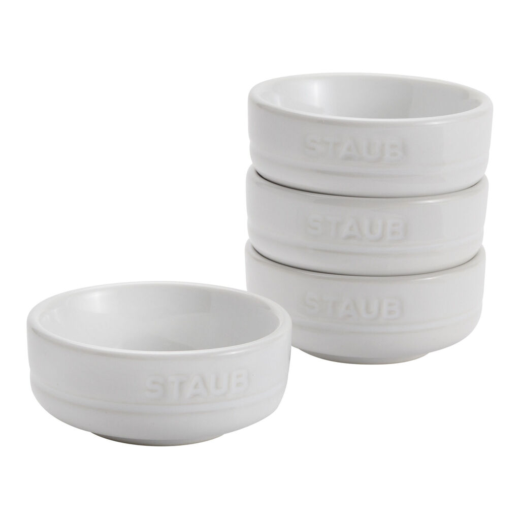 4-pc, condiment dishes, White,,large